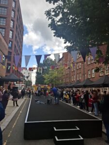 Exterior shot of the street party