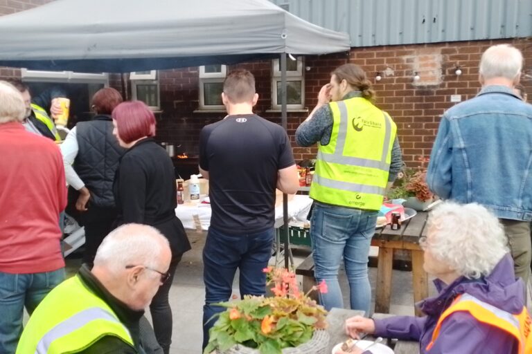 Queue for food at the barbecue