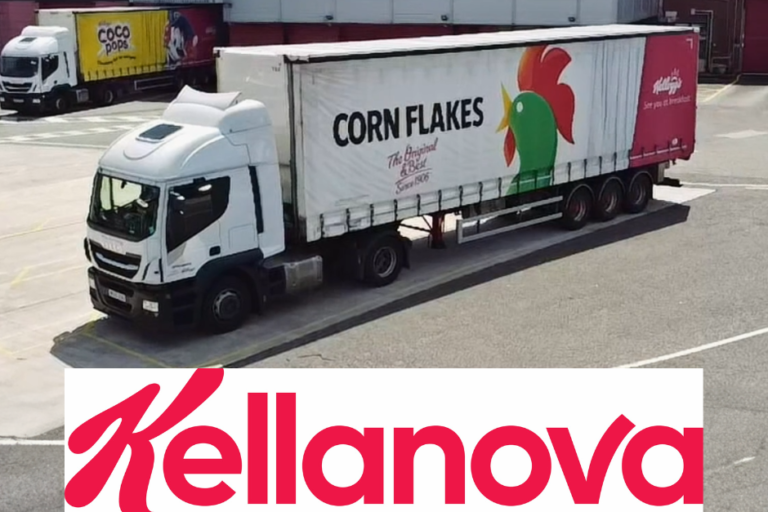 Kelloggs Cornflakes truck with the Kellanova logo