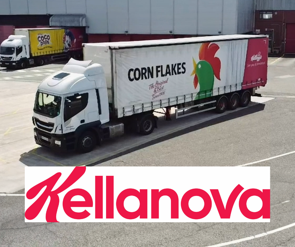 Kelloggs Cornflakes truck with the Kellanova logo