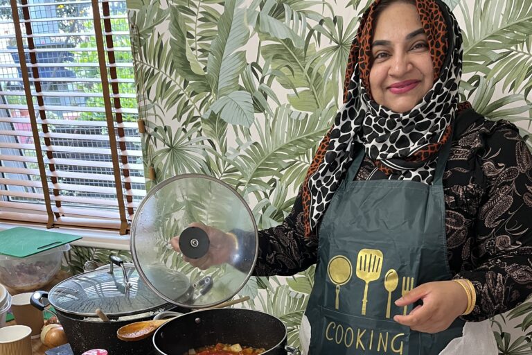 cookery demonstration, Gorton Central relaunch day