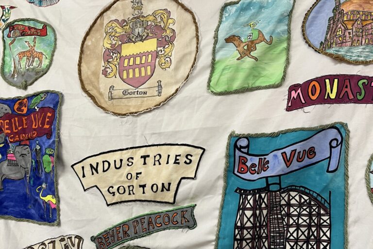 textile banner - the history of Gorton