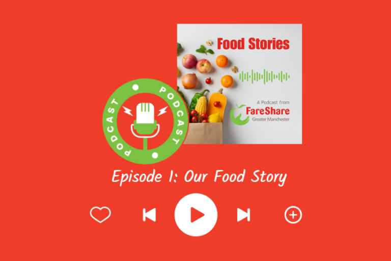 Image of the Food Stories Podcast artwork with the words: Episode One ; Our Food Story