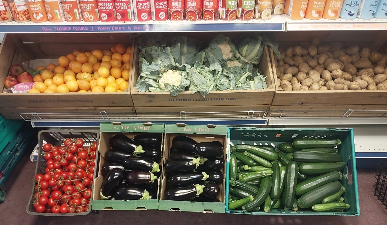 Vegetables on display at Trust House Bury